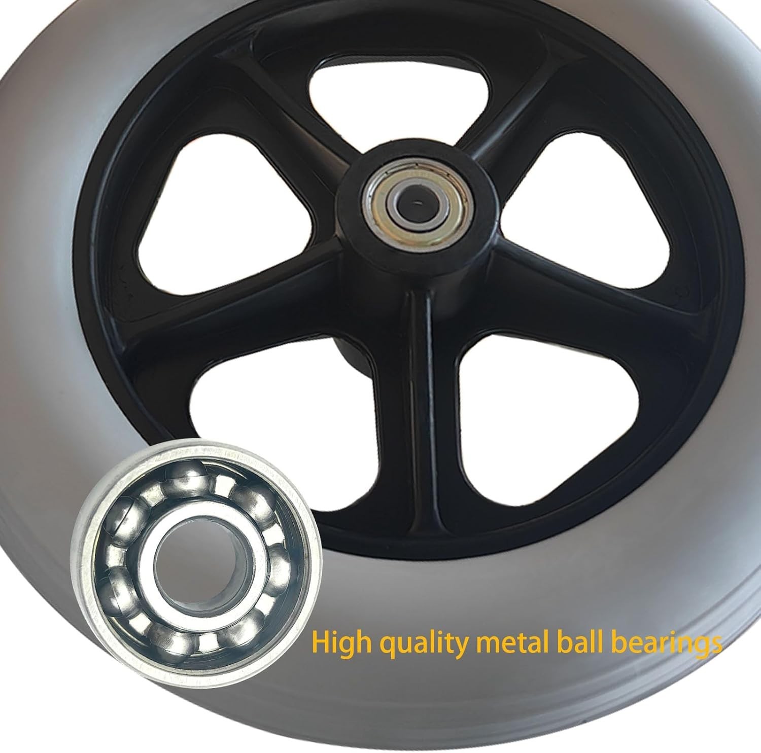 2 PCS 8 x 1.5 Inch Solid Replacement Wheels for Rollator Walker Folding Hand ...