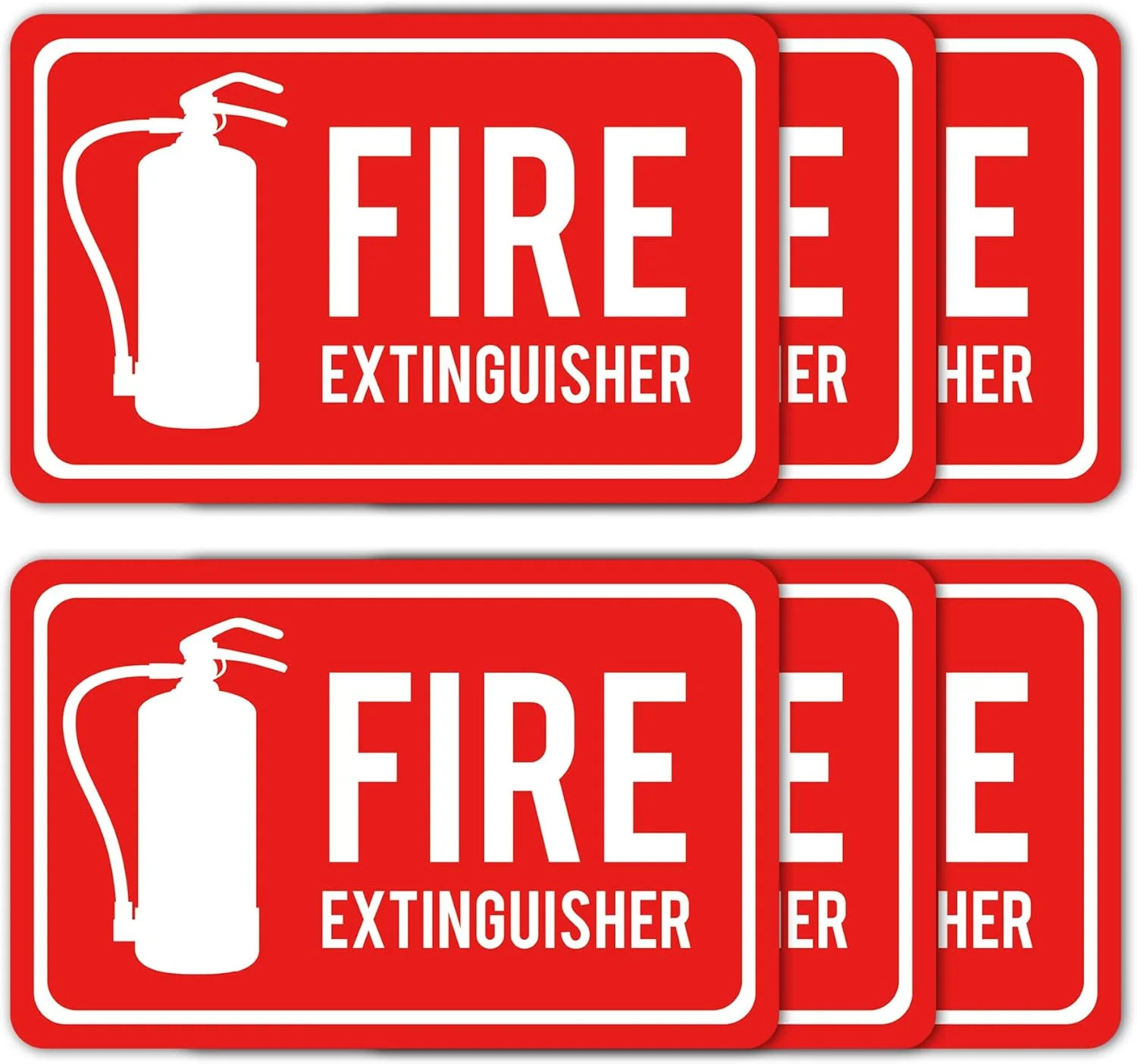 6 Pack Fire Extinguisher Inside Signs Stickers, 4.1x2.6 Self Adhesive Vinyl Safe