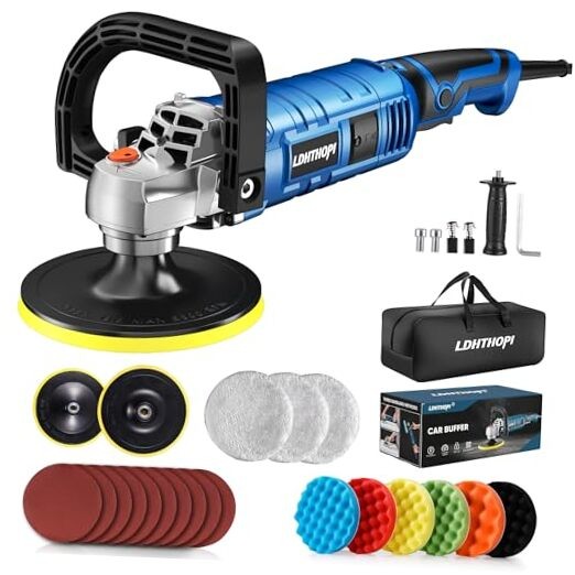 Buffer Polisher Kit for Car - 6/7 Inch Rotary 1600w Polisher Buffer Waxer,7