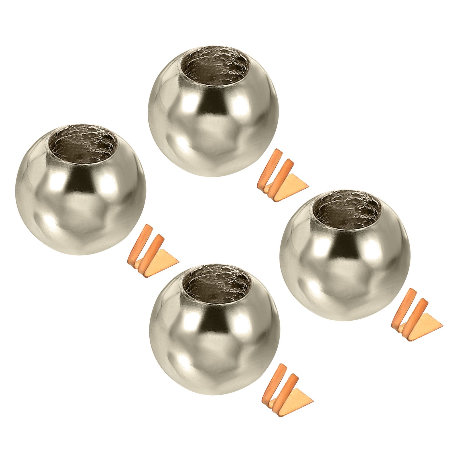 Pull Cord End Cord Metal Bead Lamp Zipper Round Ball Pull End Silver Tone, 4pcs