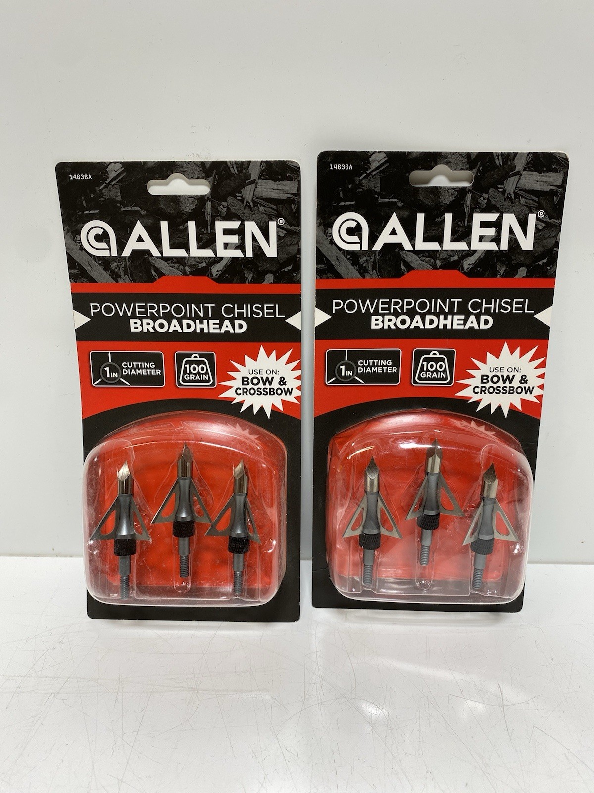 (2) Allen Powerpoint Chisel Tip Broadheads 100 Gr 3Pk Fixed Crossbow Compound