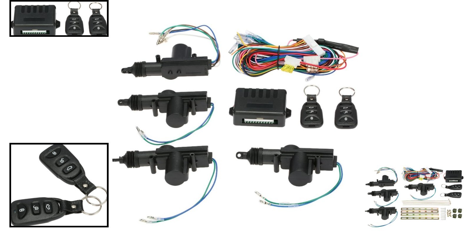 Universal Car Keyless Entry System Kit with 4 Door Lock Actuators & Remotes