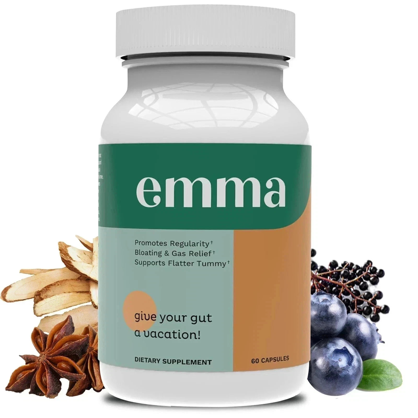 Emma Gut Health Supplement for Gas & Bloating Relief,Leaky Gut Repair,60 Capsule