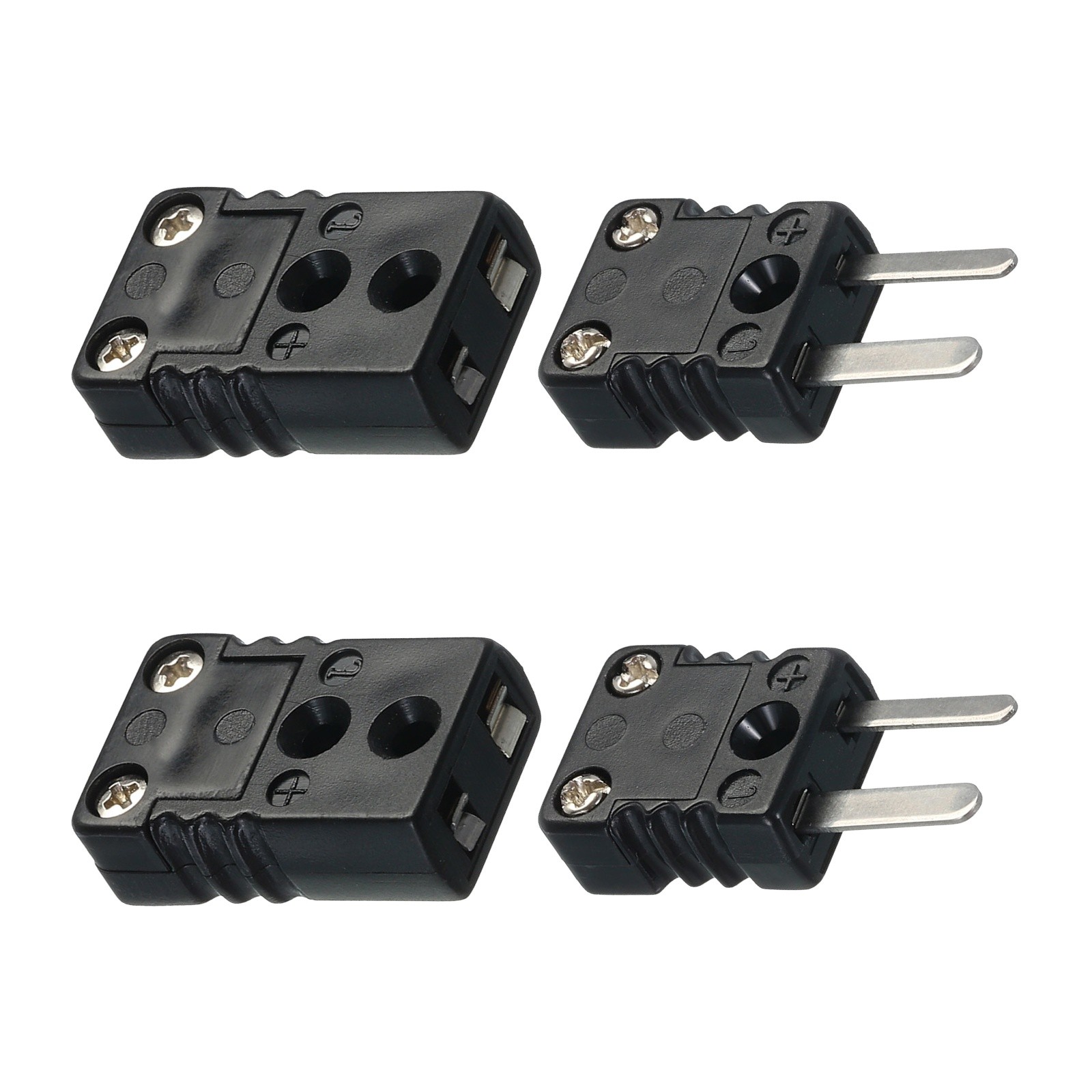 2x J Type Thermocouple Wire Connectors Female Male Temperature 200°C for Sensor
