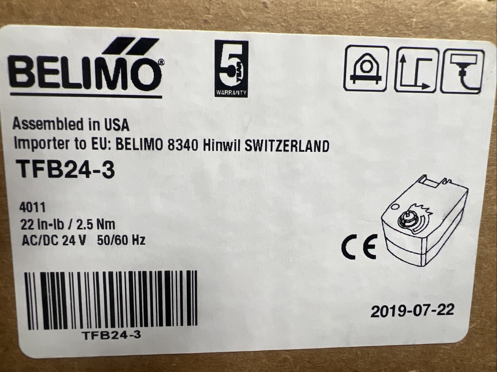 Belimo TFB24-3 Electric Actuator 24V