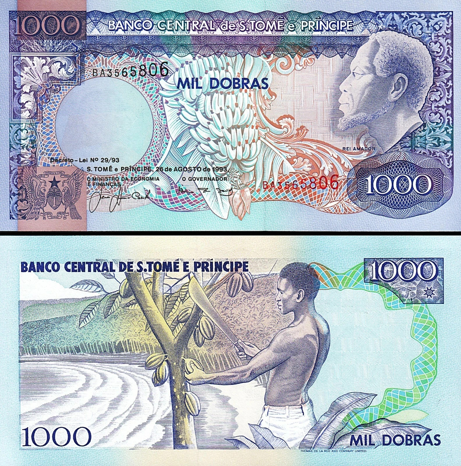 Saint Thomas 4 Pcs UNC Set, 50 100 500 1000 Dobras 1982 1989 1993