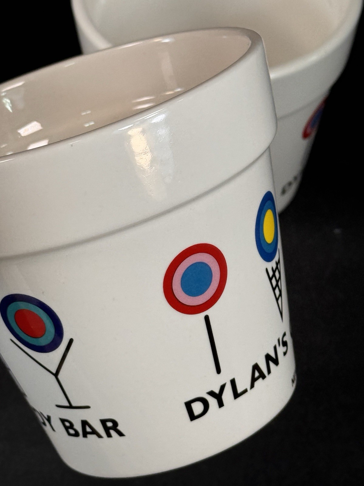 Set 2 Dylan’s Candy Bar Ceramic Flower Pot Planters White Colorful Logo
