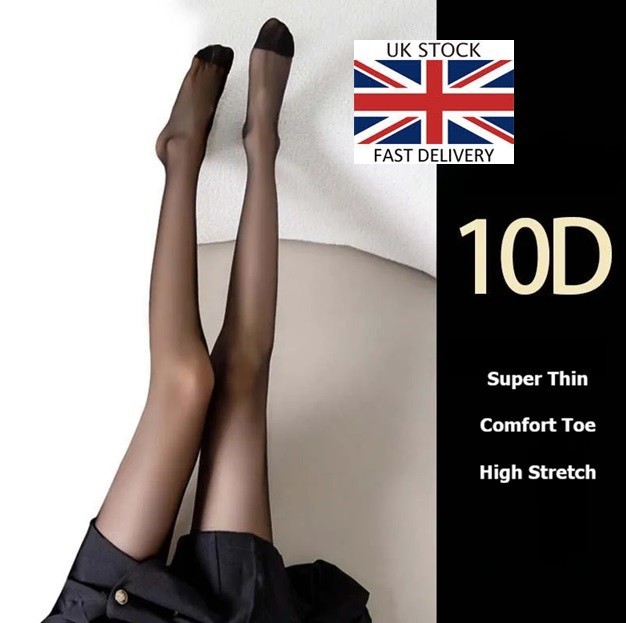 10 Denier Black High Smoothing Translucent Tights 1, 2 Pack