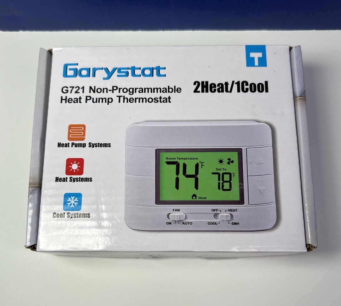 Garystat G721 Non-Programmable Heat Pump Thermostat Digital 2 Heat/1 Cool - NEW