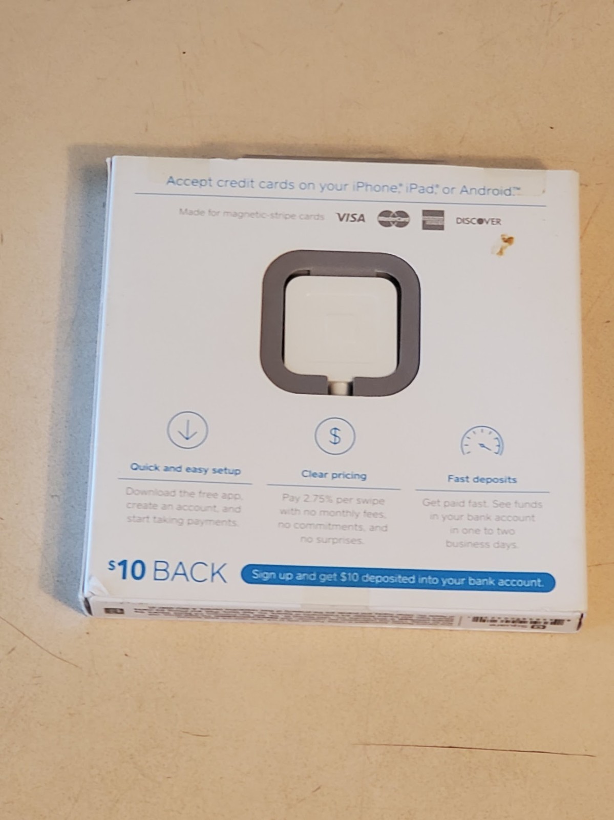 SQUARE READER Credit Debit Card scan via mobile phone smartphone iOS Android