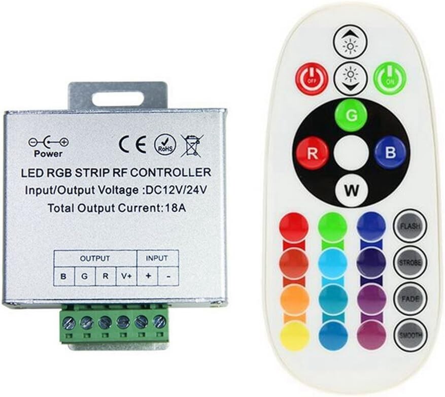 DC 12V-24V 18A LED Lights Controller 24Key RGB Remote Controller for 3528 5050