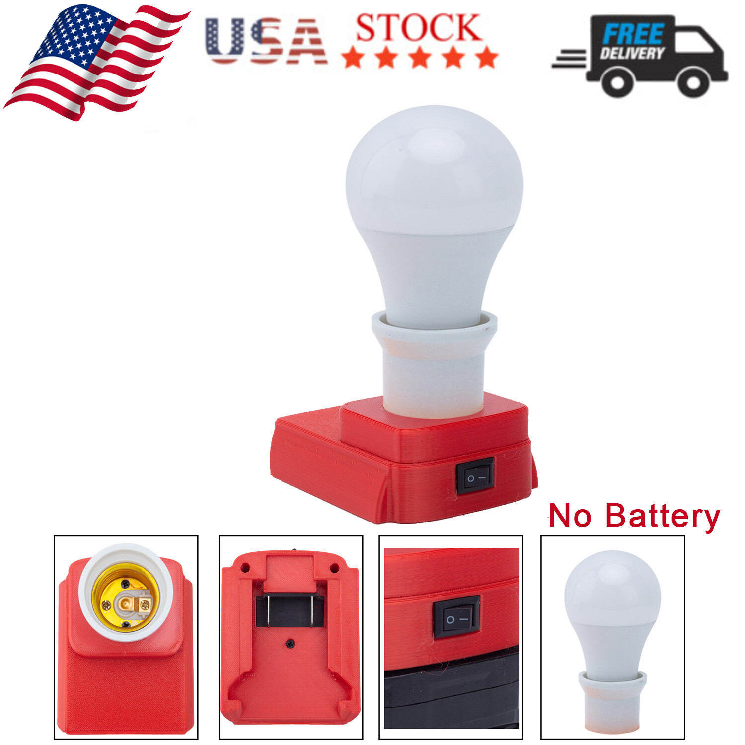LED Work light Bulb For Milwaukee 18V Li-Ion Battery E27 Bulb Portable Lamp
