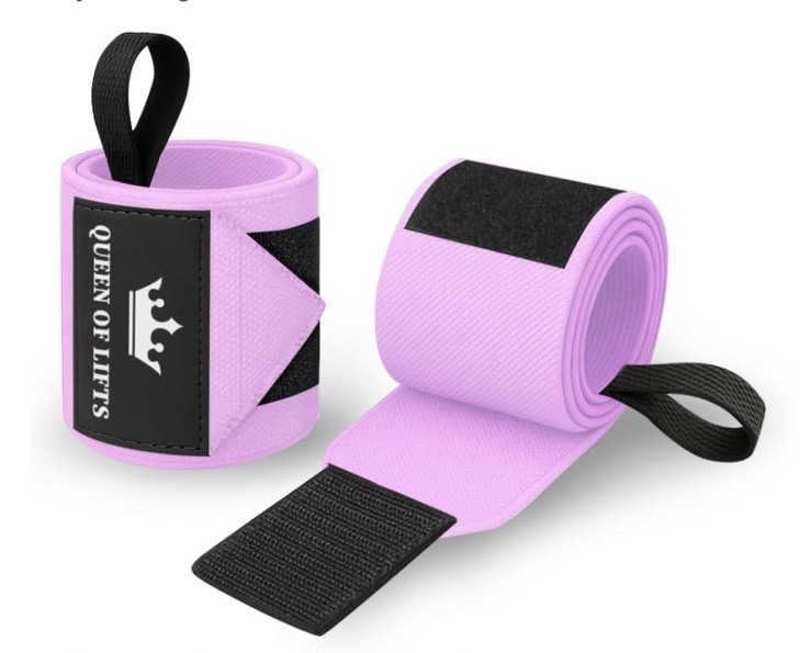 TECEUM Weightlifting 18" Wrist Wraps with Thumb Loop  Heavy Duty Wrist Pink