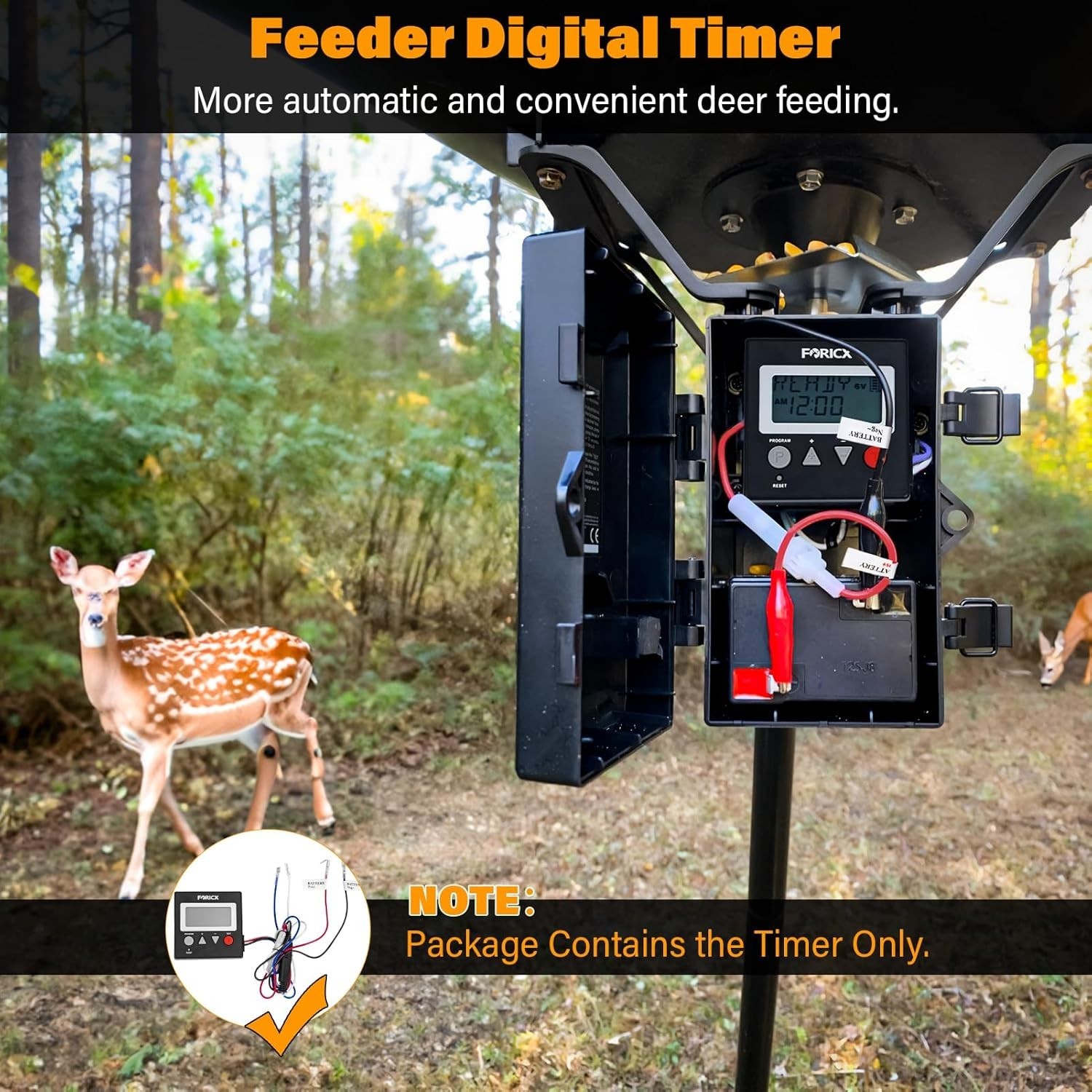 Digital Timer for Deer Feeder 6V/12V Programmable Feed Times Adjustable Rate