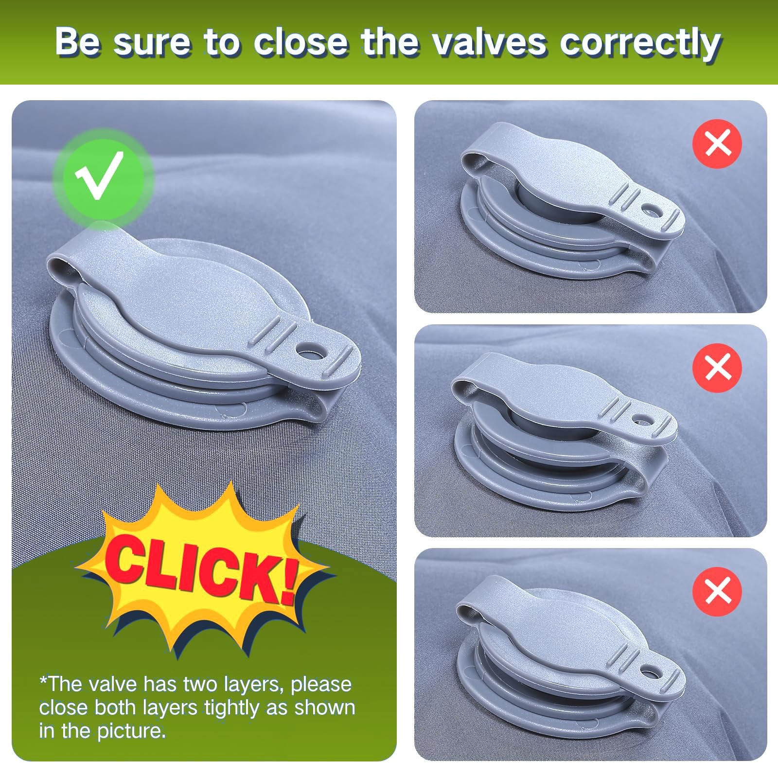 Double Sleeping Pad Camping, Self Inflating 6'' Extra-Thick 2 Person Pillow B...