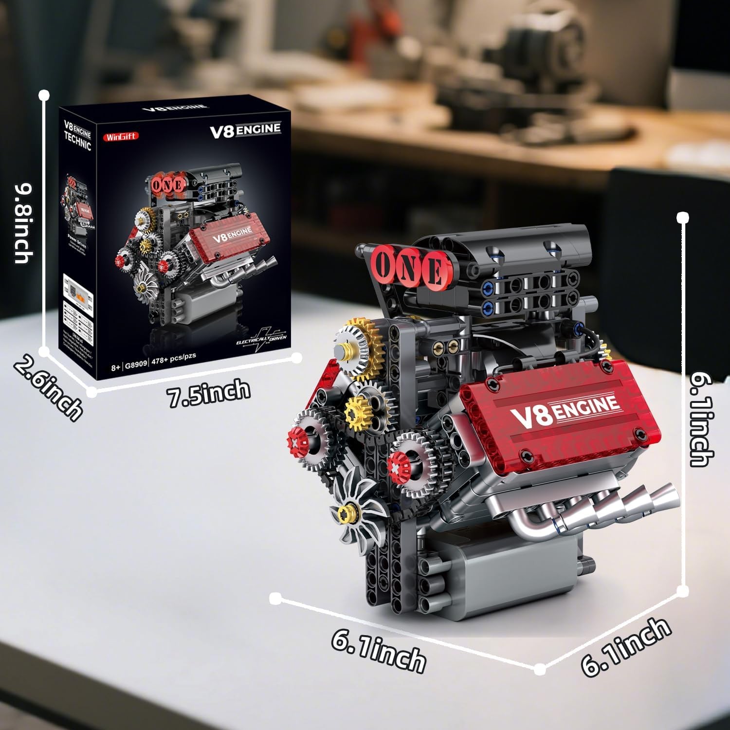 V8 Engine Kit Gas Model - OHV V8 Small Engine Model Kit Model Engine Resin Model