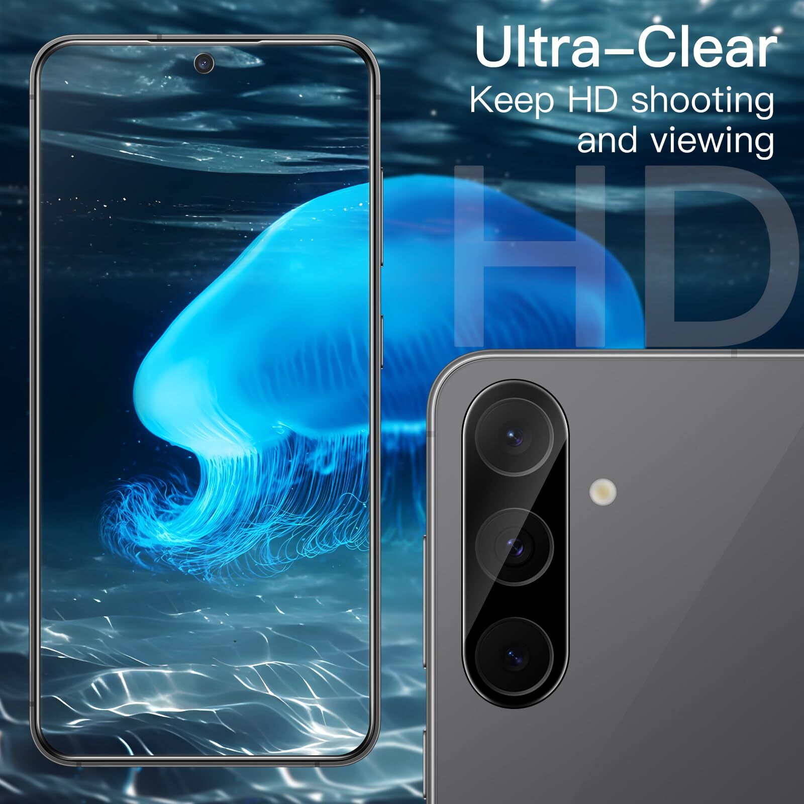 Screen Protector for Samsung Galaxy S24 FE with Camera Lens Protector, 2-Pack