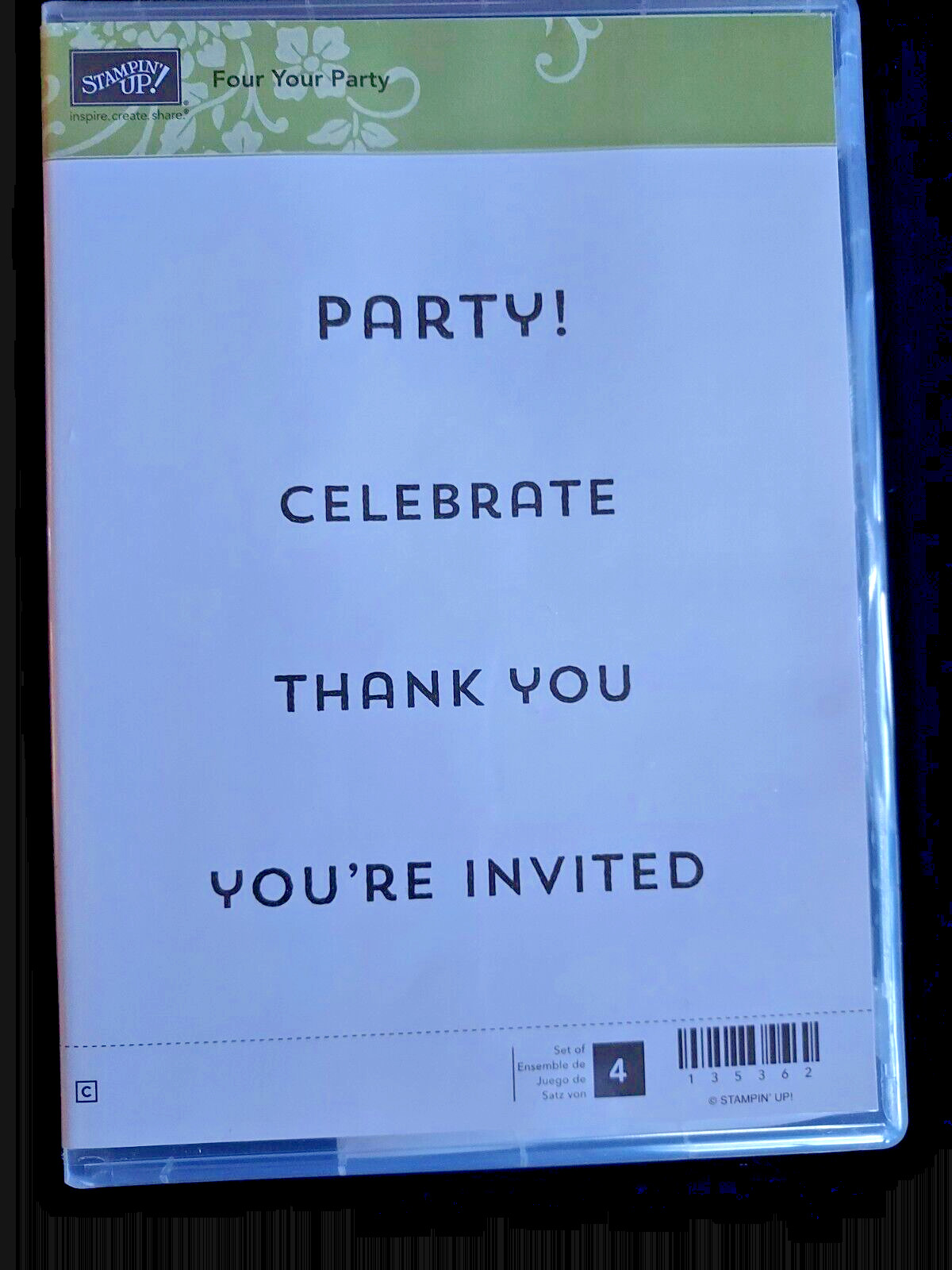 Stampin' UP! FOUR YOUR PARTY (4) Stamps Set-Retired/Mixed Themes/Words