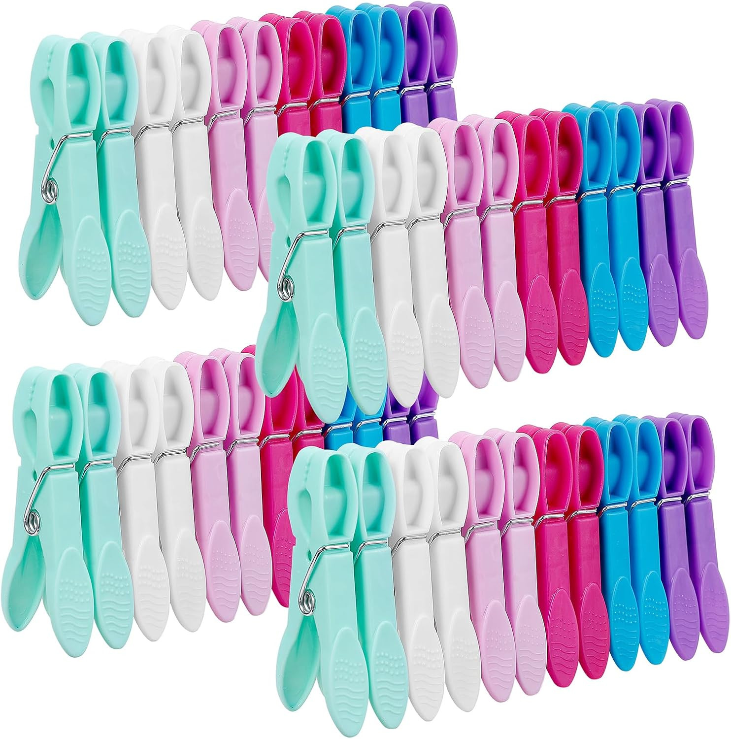 48 Pack Colorful Plastic Clothespins,Heavy Duty Clothes Pins Clips with Springs,