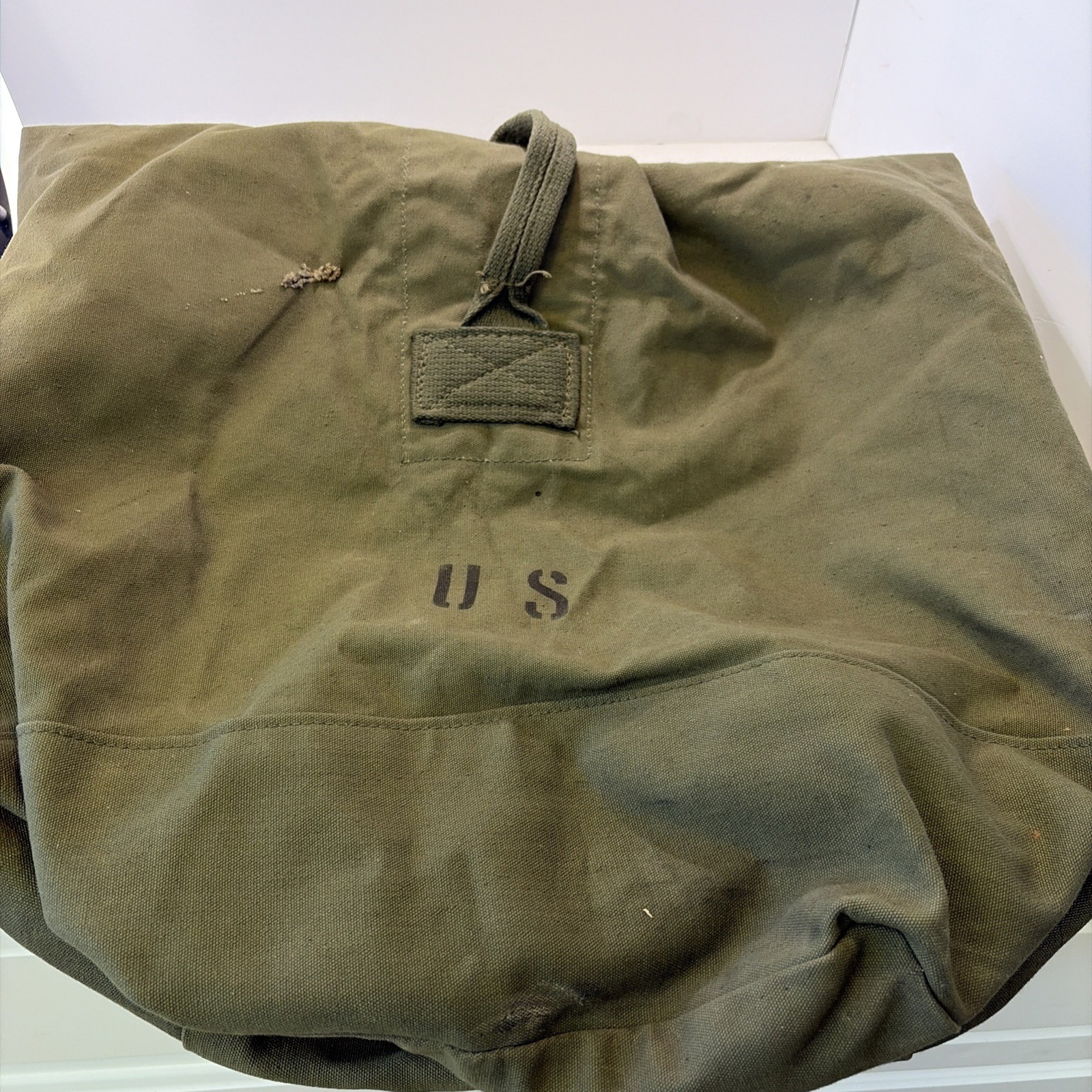 Vintage US Army OD Green Canvas Duffel Bag 1951 Great Color See Pictures
