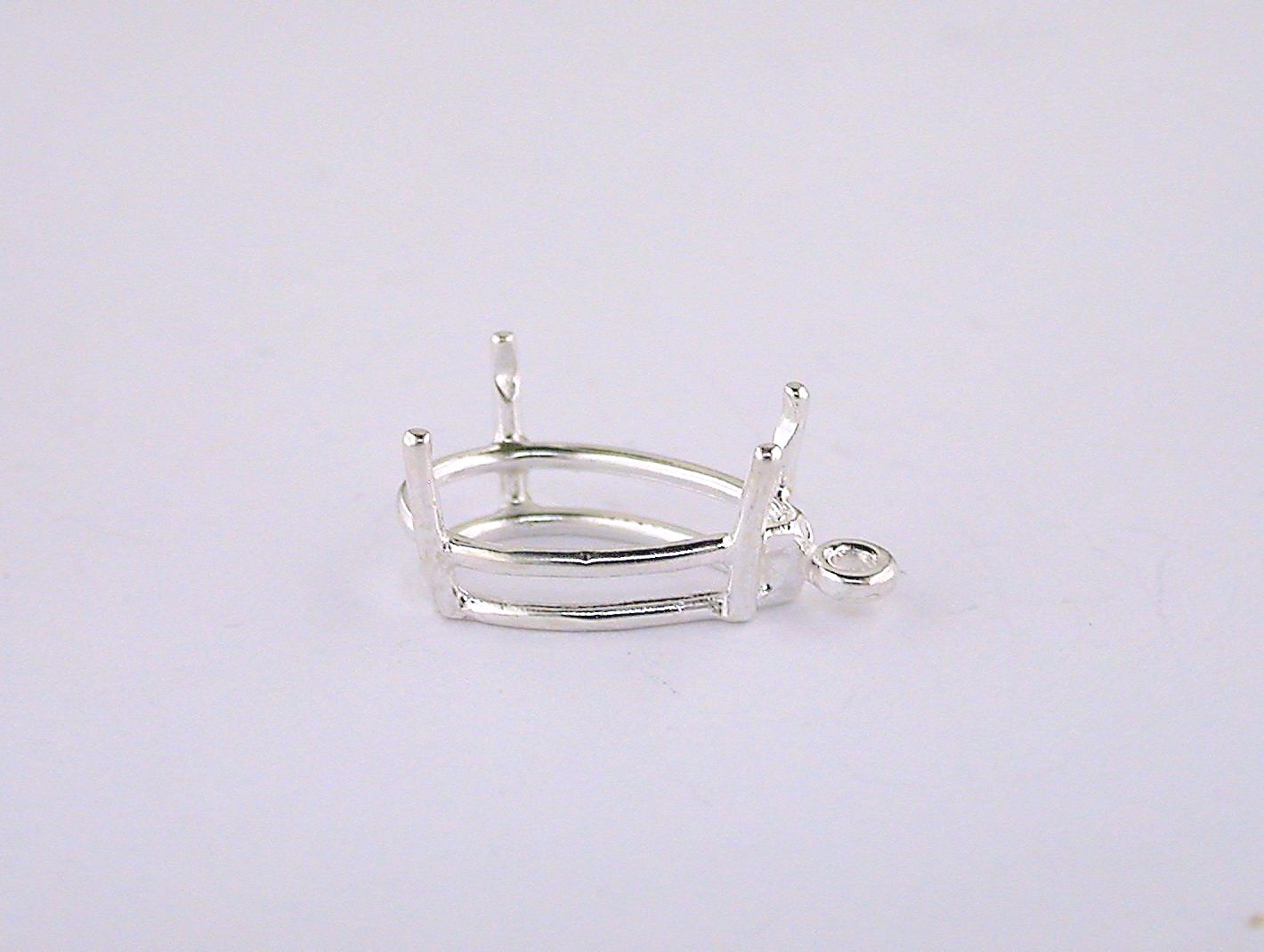Pear Shape 4 Prong Wire Mount Dangle Setting Sterling Silver
