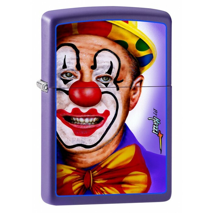 E36  Zippo Lighter: Clown Face by Mazzi - Purple Matte 80927
