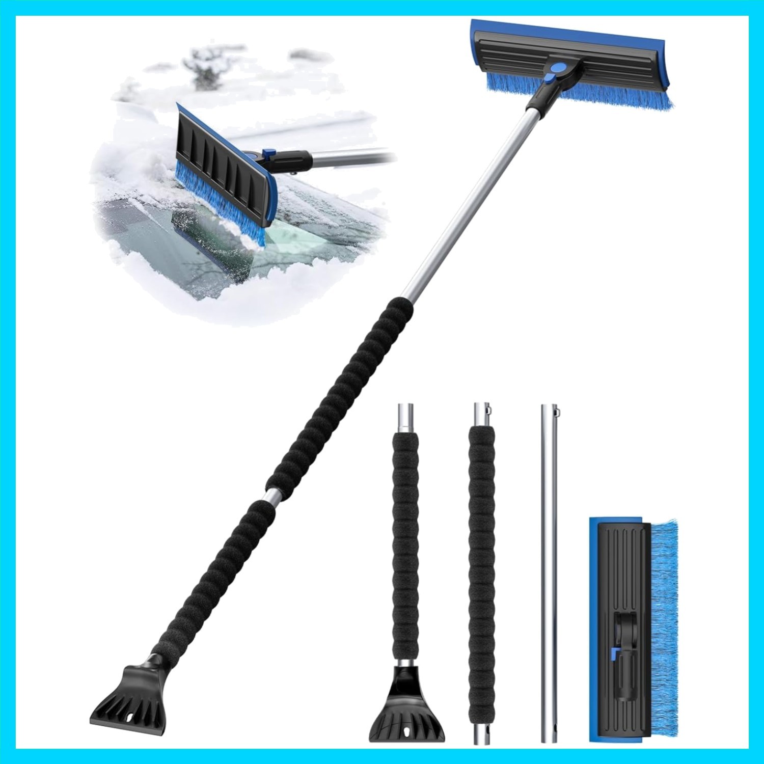 2025 Extra Long 55.7" Ice Scrapers for Car Windshield Multi-Functional Detach...