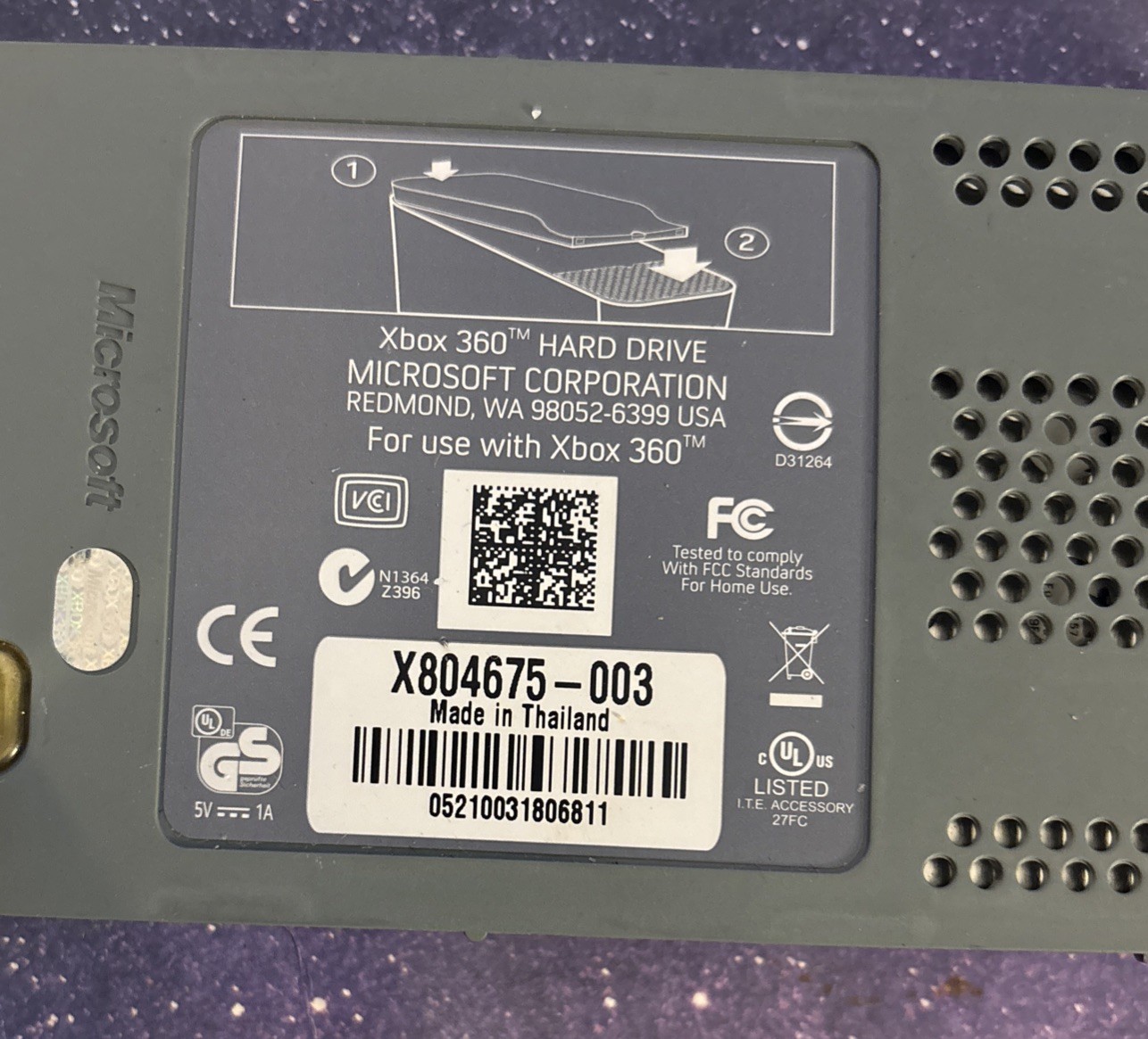 Microsoft Xbox 360 HDD Hard Drive 20GB Model X804675-003 - Untested