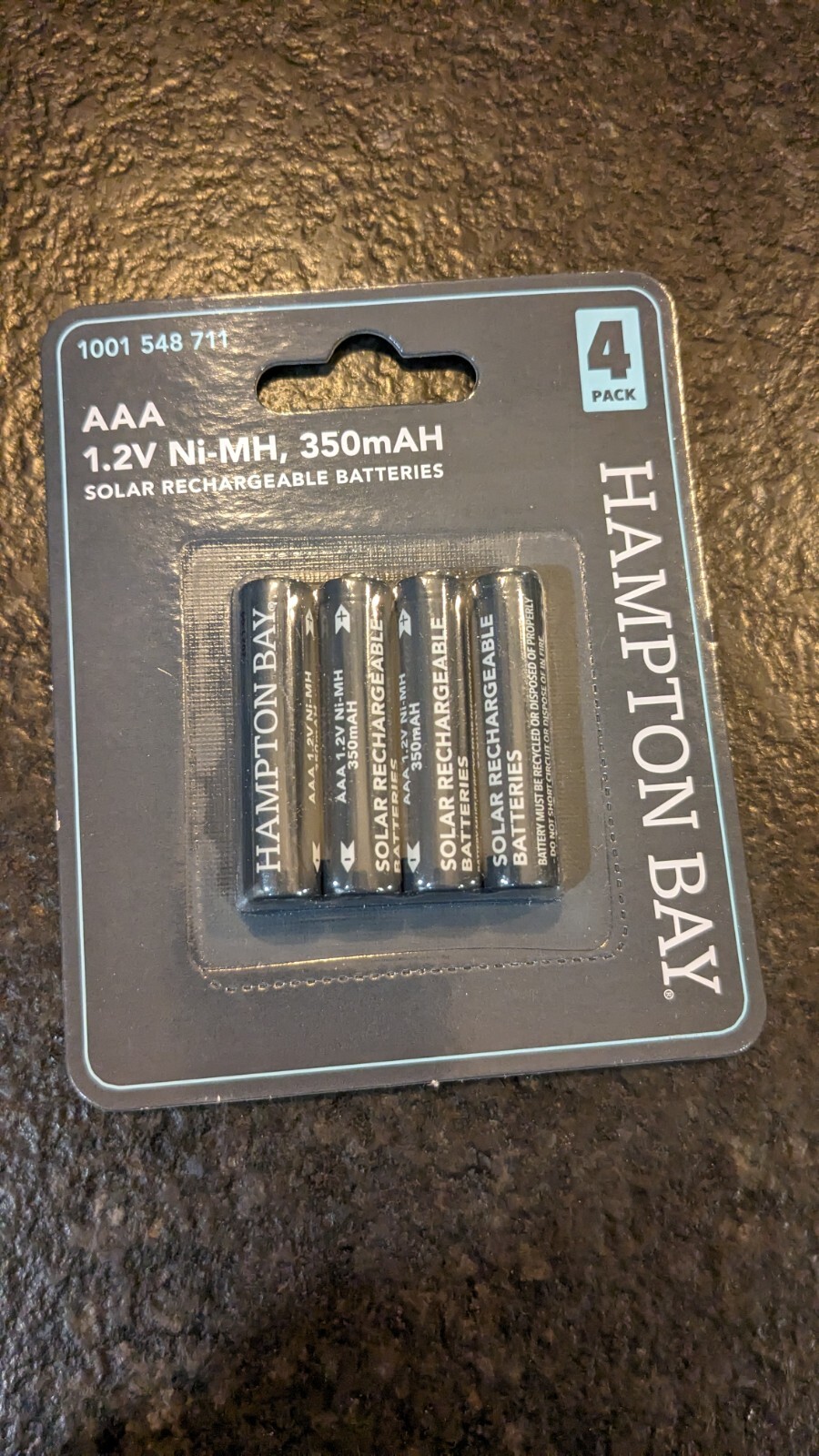 4 Pack of Hampton Bay AAA  1.2V Ni-MH 350mAH Solar Rechargeable Batteries NEW