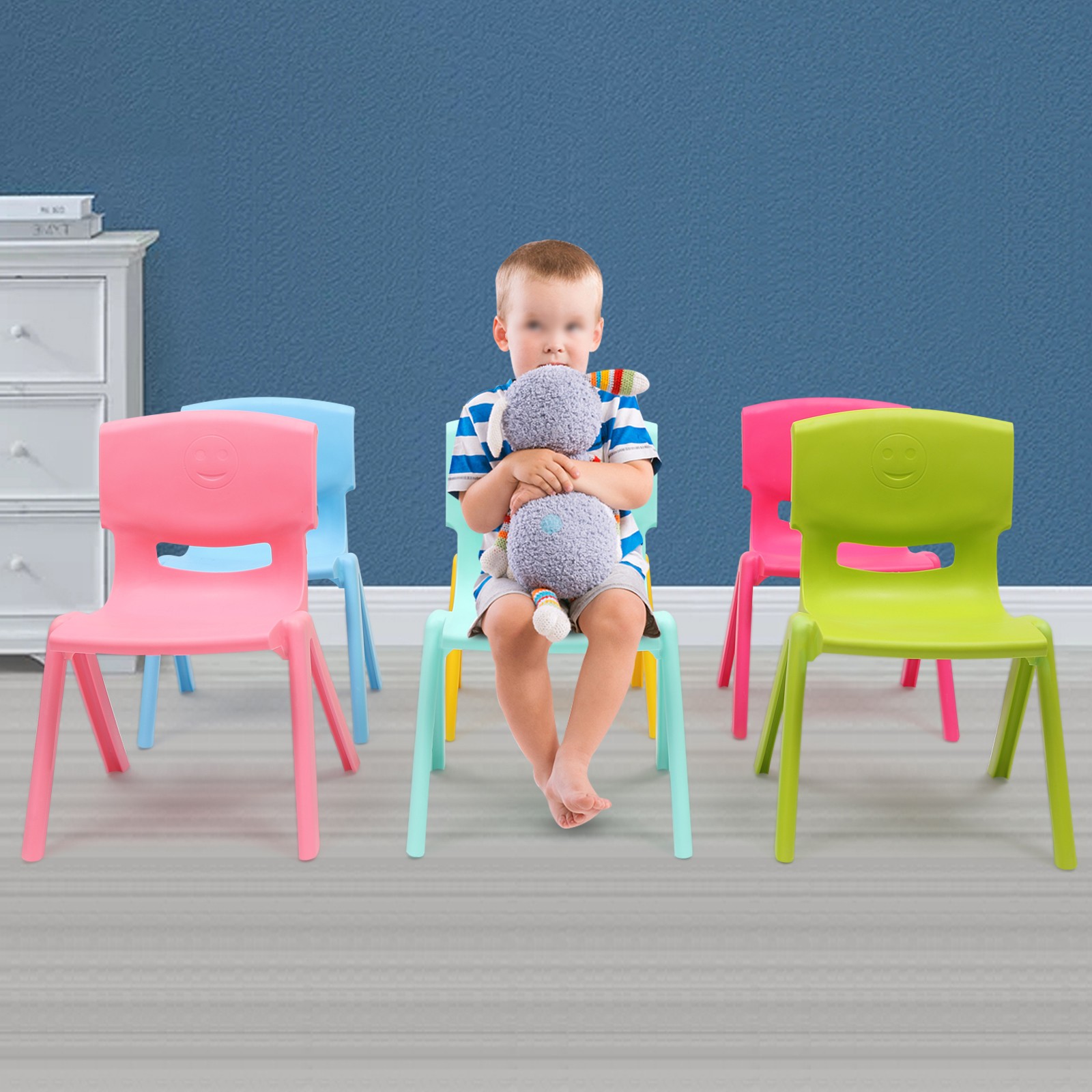 6PCS Kids Stackable Chairs, 11in Height, 220lb Capacity, for Classroom Daycare