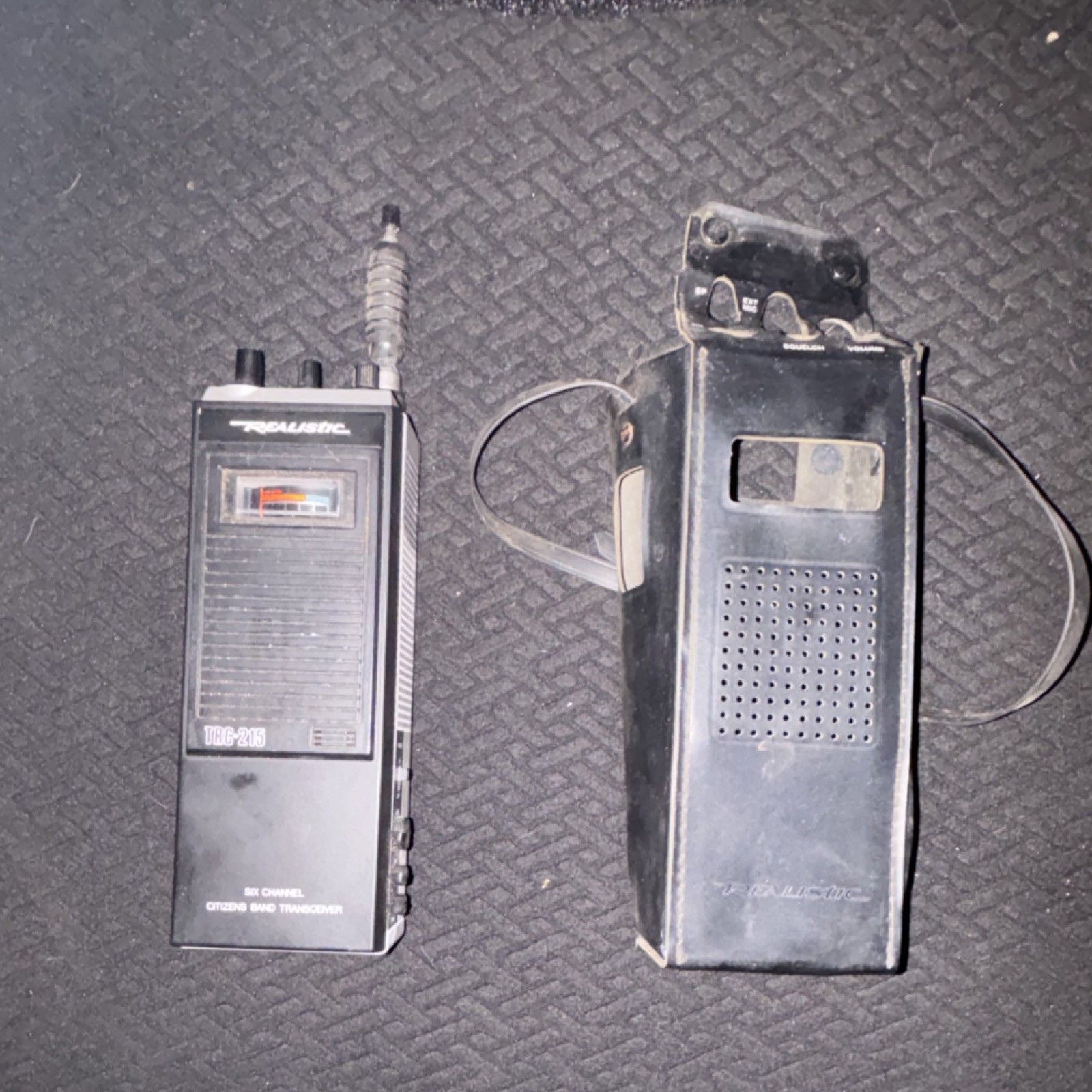 Realistic TRC-215 Portable CB Radio 6-Channel Push to Talk Ext Mic Black Silver