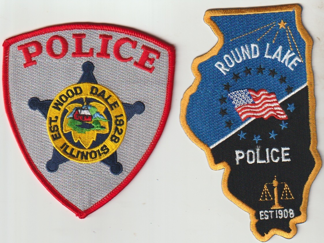 Round Lake & Wood Dale IL Police obsolete patch shipped from Australia