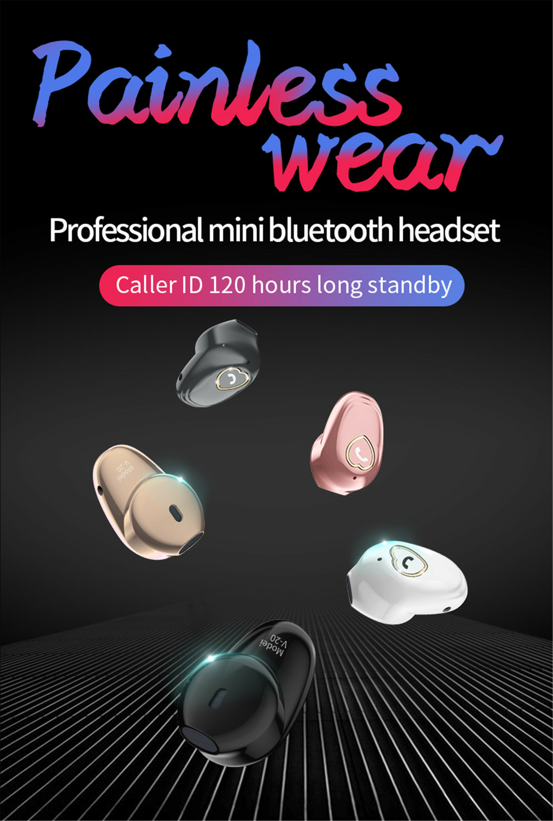 Bluetooth Earphone Wireless Earbud Headphone w/ Mic for iOS Android Cell Phones