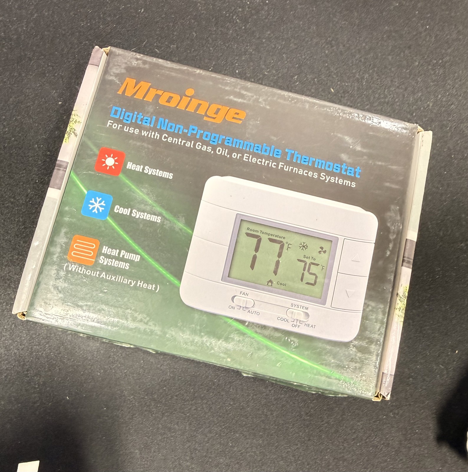 NEW Mroinge No 701 Digital Non-Programmable Thermostats Heat/Cool/Off Untested