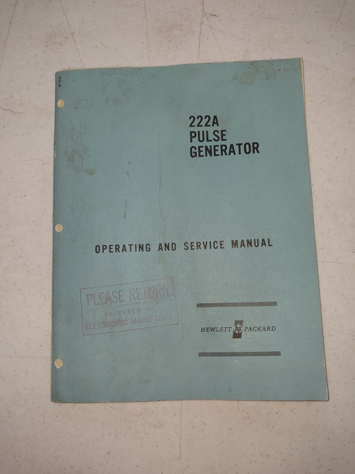 Original HP 222A Pulse Genarator Operating and Service Manual 00222-90901
