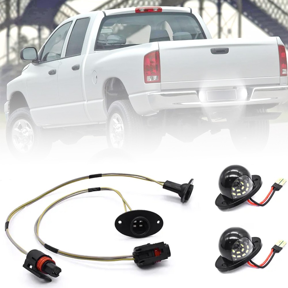 Fits Dodge Ram 1994-2001 1500 2500 3500 2SET License Plate Light+Wire Harnesses