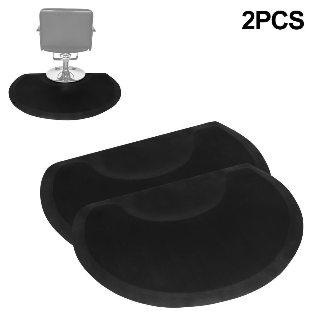 Pack Of 2 Black Semi Circle 4'x3' 1/2" Barber Salon Mat Anti Fatigue Floor Mat