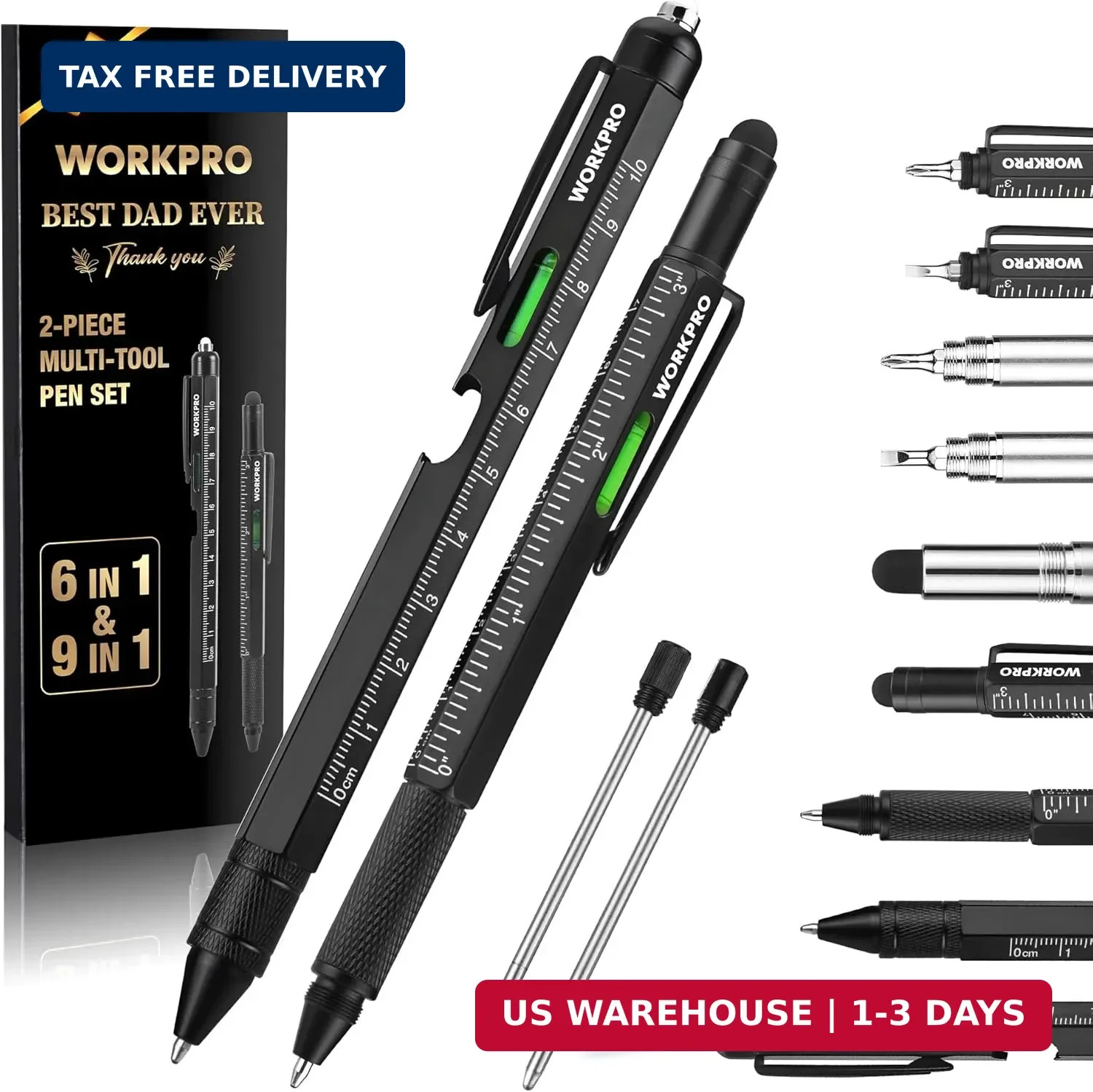 9 Functions Multi-tool Pen Set, Birthday Gifts for Who Have Everything, Cool EDC