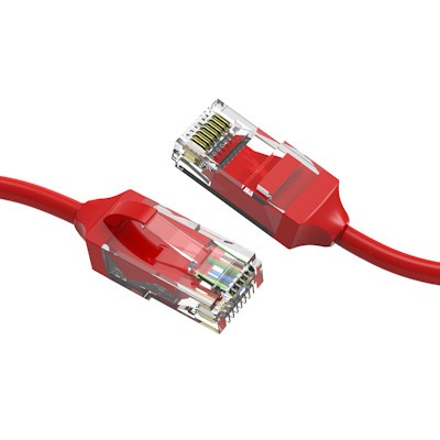 1ft Cat6 SLIM Ethernet RJ45 Patch Cable Stranded Snagless Booted RED