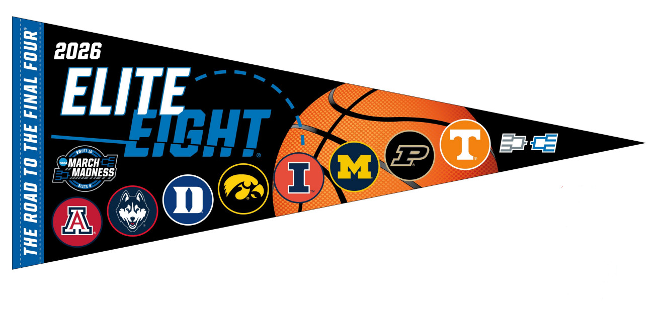 2026 Men's Elite 8 12x30 Premium Pennant Duke Iowa Illinois Michigan Arizona