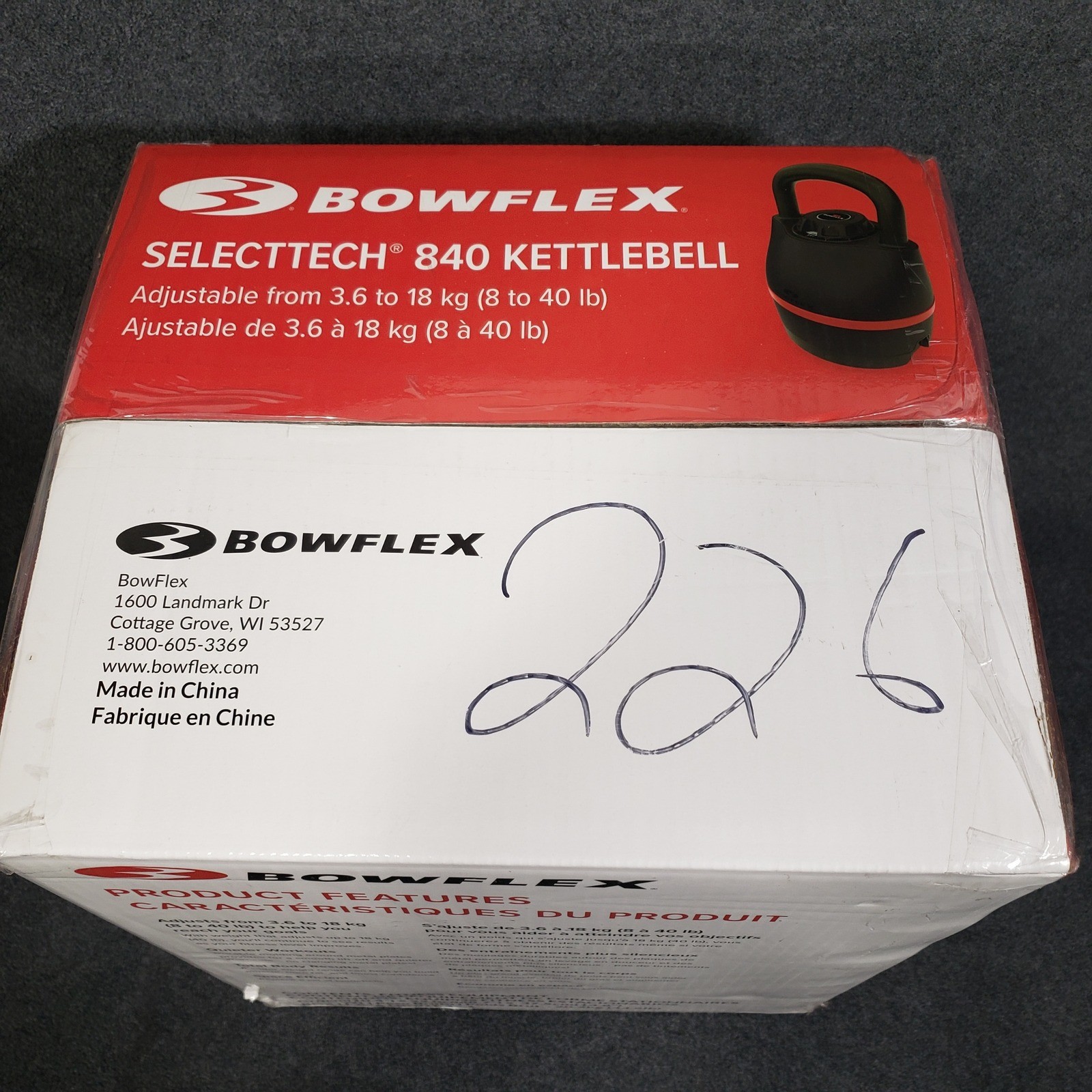 Bowflex Kettlebell SelectTech 840 8-40lb Black Red Adjustable Weight Gym