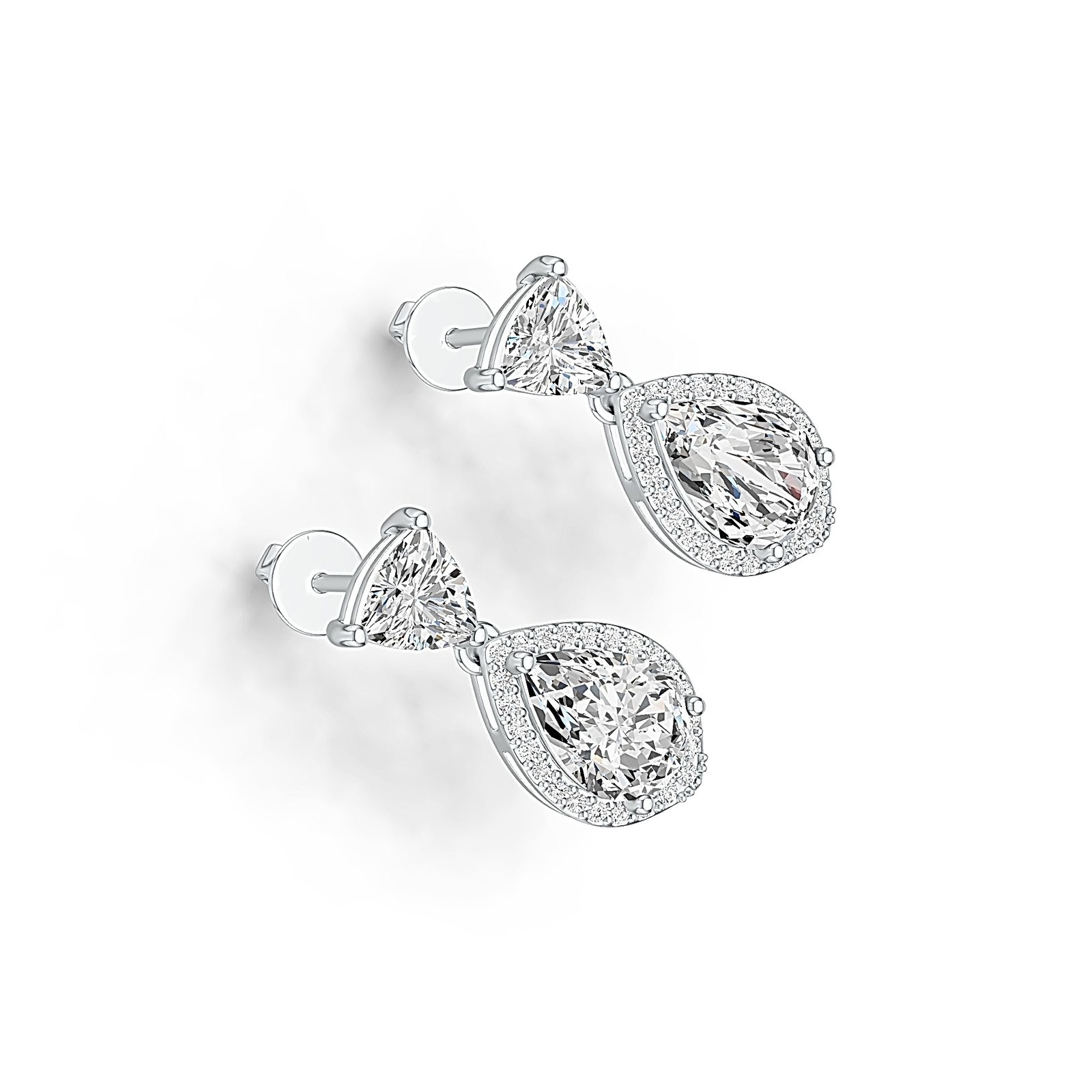 Sterling Silver Semi Mount Earrings Setting Pear PE 10X7mm TRI 6Xmm
