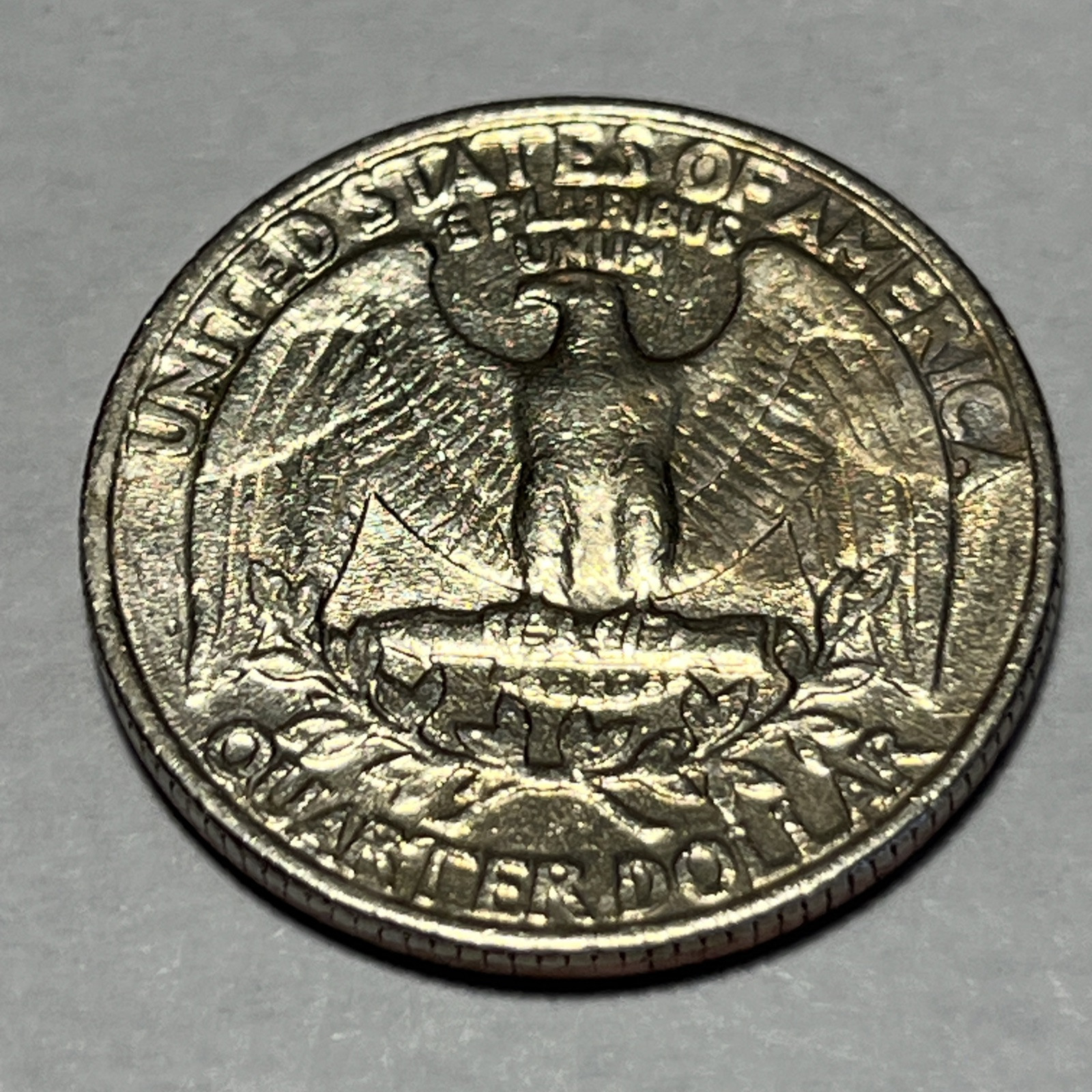 1981 P Washington Quarter Errors Strike Though Grease Unreadable Mint Mark #1