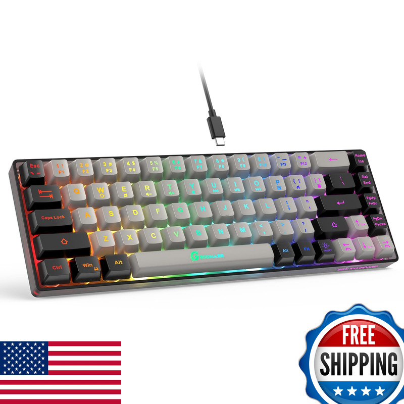 Geodmaer 65 Gaming Keyboard Wired Backlit Mini Keyboard Ultra-Compact