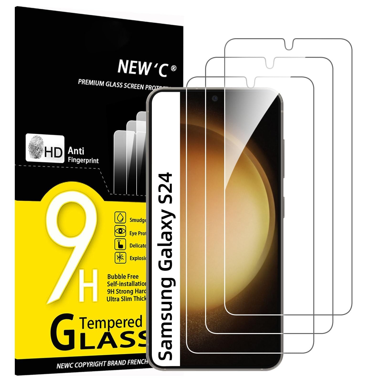 3 Pack Designed for Samsung Galaxy S24 Screen Protector Tempered Glass,(NON C...