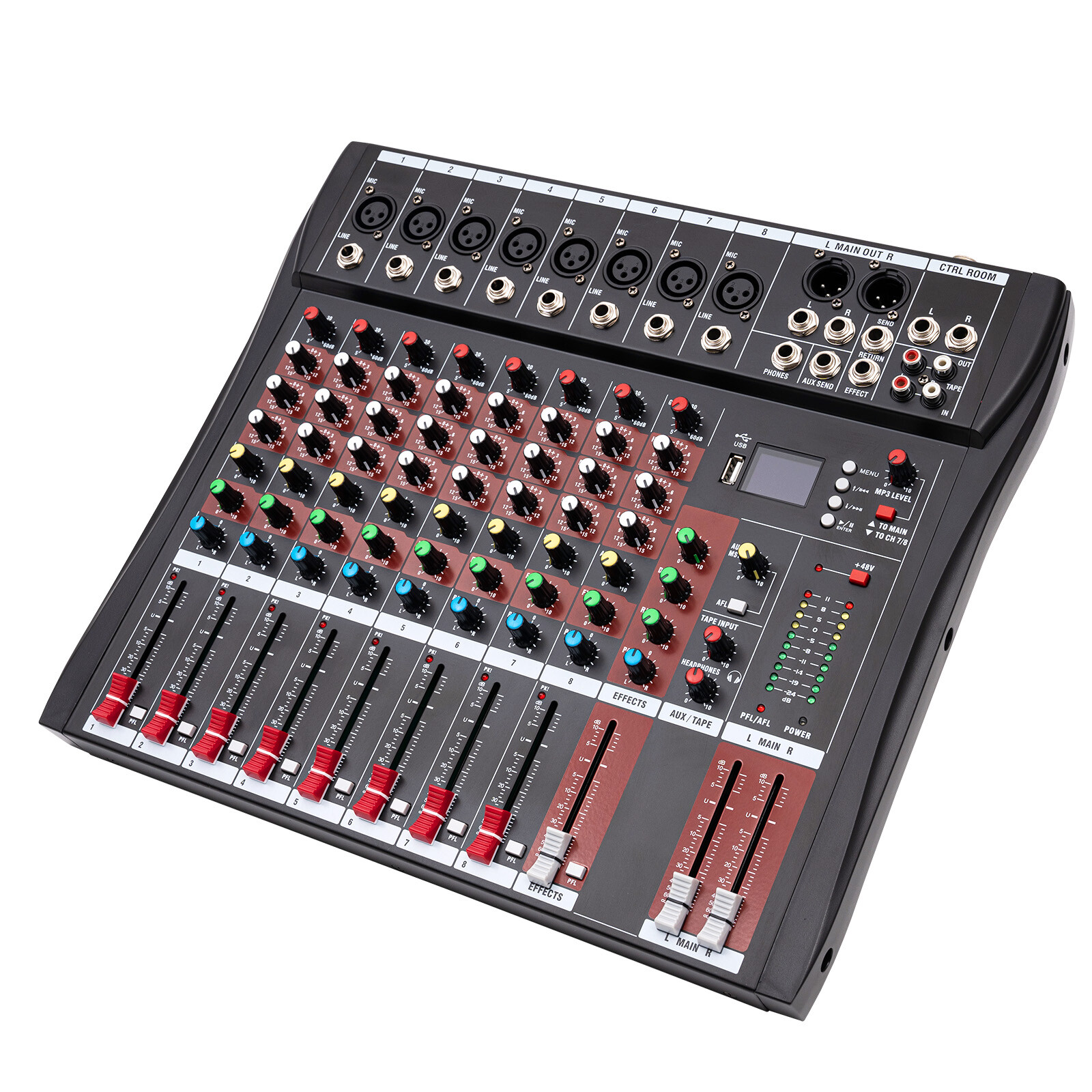 8 Channel Bluetooth Studio Audio Mixer Live Sound Mixing Console with USB