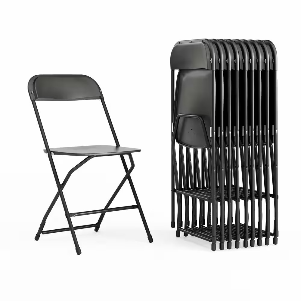 Hercules Series Black Metal 650 Lb. Weight Capacity Lightweight Event Folding Ch