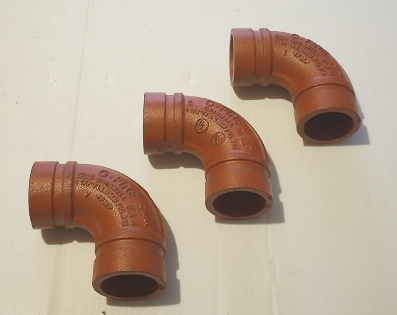 QTY 3 - GRINNELL G-FIRE 1-1/2" 48.3 MM 90 DEG. ELBOWS, FIG. 510, NEW, FREE SHIP