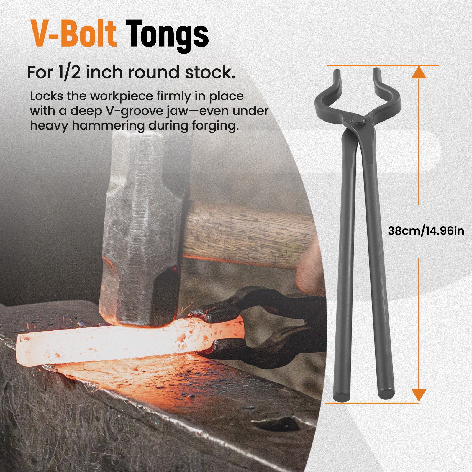 Blacksmith Carbon Steel Tongs 4pcs Flat V Bit Blade Wolf Jaw Forging Tool Set