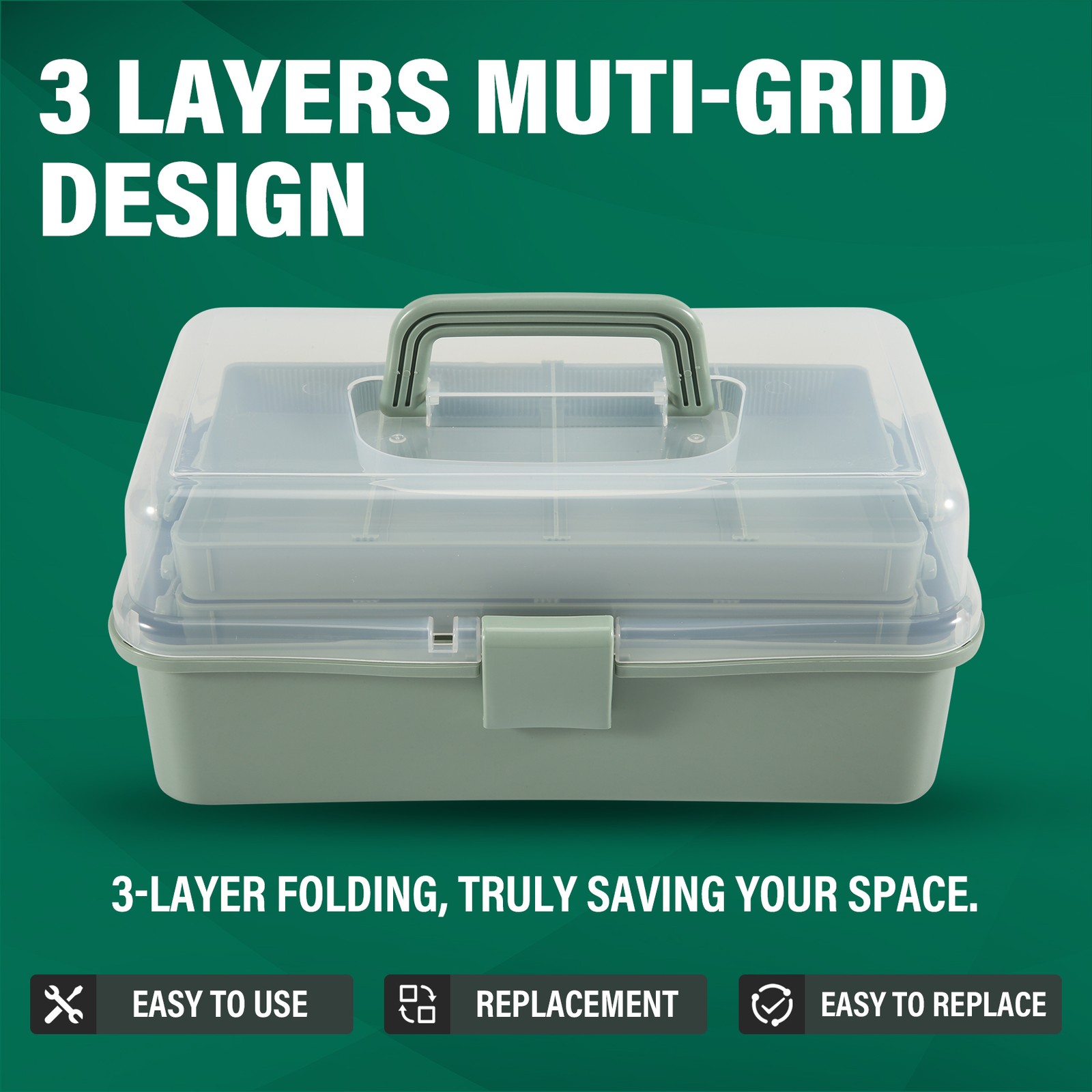 3-Layer Plastic Dividing Storage Box Craft Organizer and Storage with3970